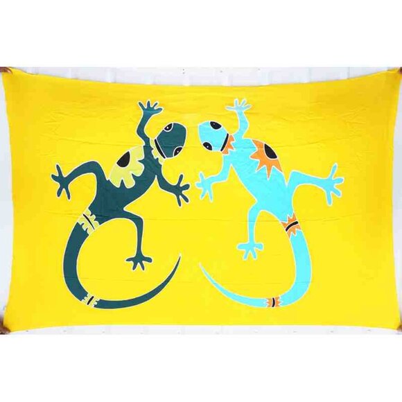 CM56 Gecko Batik Plus 38" Open Hand Painted Cover Up Midi Cardigan fit up to 5X - Picture 2 of 2